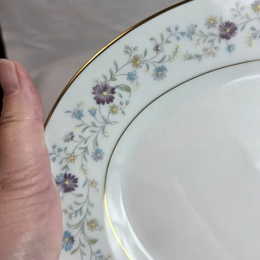 Noritake Longwood #2485 12 Inch Serving Platter Purple, Blue & Yellow Flowers
